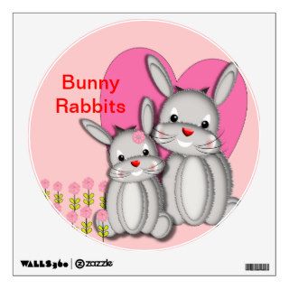 Whimsical Bunny Rabbits Pink and Grey Room Graphic