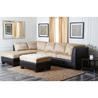 Abbyson Living Charlotte Beige Sectional Sofa And Ottoman