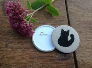 embroidered black cat badge by caroline watts embroidery
