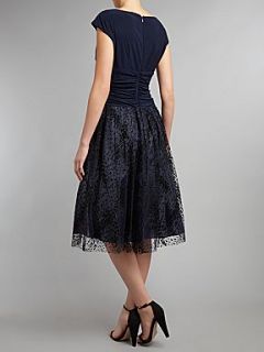 Eliza J Burnout lace skirt dress Navy