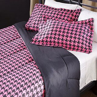 Divatex Home Fashions Pink/ Black Houndstooth Twin size 2 piece Comforter Set Pink Size Twin