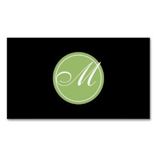 Green and Black Monogram Business Card Templates