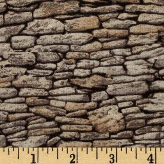 44'' Wide Moda Modascapes Stone Wall Grey Fabric By The Yard