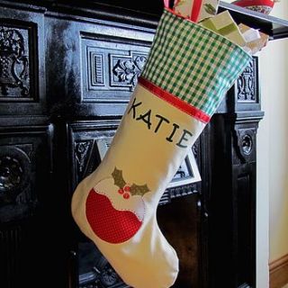 personalised christmas stocking pudding by sara perry designs