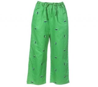 Quacker Factory Embroidered Whale Crop Pants —