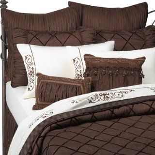 BELLA 8PC Bed in a Bag BEDSPREAD SET w/ 250TC Sheets Chocolate Brown King  
