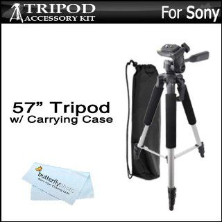 57 Camcorder Tripod w/ Carrying Case For Sony HDR CX580V, HDR PJ580V, HDR PJ260V, HDR PJ200, HDR CX200, HDR CX260V, HDR PJ710V, HDR PJ760V, HDR CX760V, HDR XR260V, HDR TD20V, HDR CX190, HDR CX210, HDR CX240, HDR PJ275, HDR AS30V, HDR AS15 Camcorder  Camer
