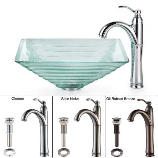 Kraus Bathroom Combo Set Alexandrite Clear Glass Vessel Sink/faucet