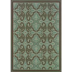 Blue/brown Abstract Outdoor Area Rug (53 X 76)