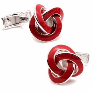 Red Enamel Knot Cufflinks Cuff Links Jewelry