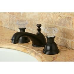 Crystal Handle Oil rubbed Bronze Widespread 3 hole Mount Bathroom Faucet
