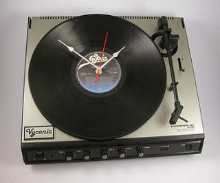 personalised retro europhon turntable clock by vyconic