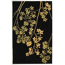 Handmade Soho Autumn Black New Zealand Wool Rug (36 X 56)