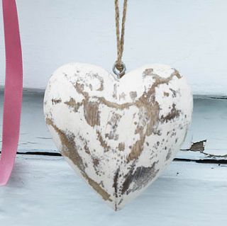 small vintage white wooden heart by retreat home