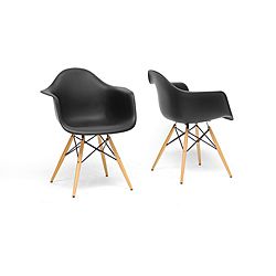 Pascal Black Plastic Mid century Modern Shell Chair (set Of 2)