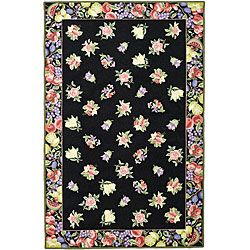 Hand hooked Fruit Harvest Black Wool Rug (53 X 83)