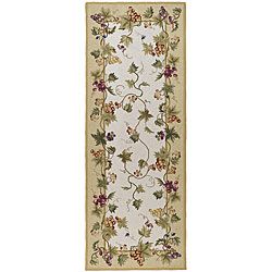 Hand hooked Flora Ivory Wool Rug (3 X 10)