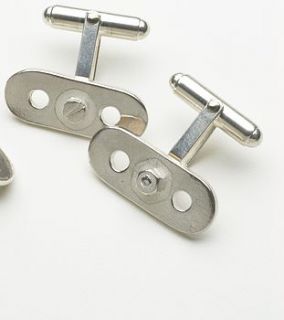 solid silver designer meccano cufflinks by cocoonu