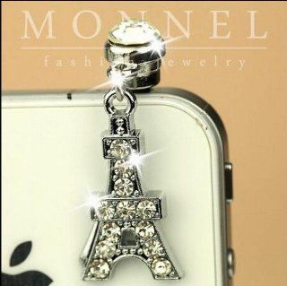 ip256 Luxury Crystal Paris Tower Anti Dust Plug Cover Charm For iPhone Android Cell Phones & Accessories
