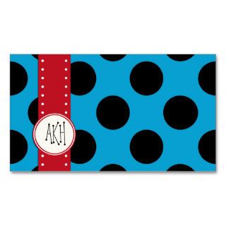 Artistic Chic Retro Polka Dots Blue Black Red Business Card Templates