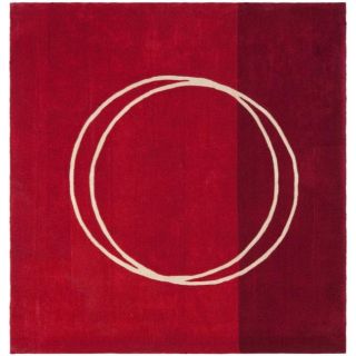 Handmade Rodeo Drive Circle Of Life Red/ Ivory N.Z. Wool Rug (6 Square)