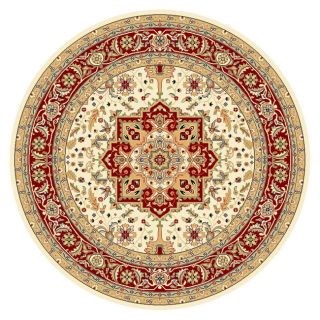 Lyndhurst Collection Ivory/ Red Area Rug (8 Round)