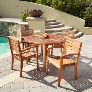 Best Selling Home Romano Deluxe Acacia Wood 5 piece Dining Set Tan Size 5 Piece Sets