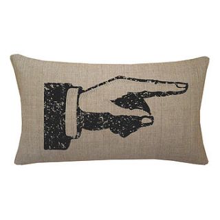 retro pointing hand linen cushion by acacia design