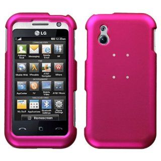 Hard Plastic Snap on Cover Fits LG GT950 Arena Titanium Solid Hot Pink Rubberized AT&T Cell Phones & Accessories