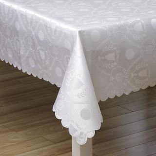 Woven White on White Shabbat and Yom Tov 57x119 inch Tablecloth Table Linens