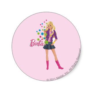 Barbie Colorful Stars Round Stickers