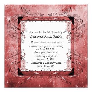Red Floral Grunge Post Wedding Celebration Announcements