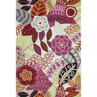 Hand hooked Peony Ivory/ Berry Rug (50 X 76)