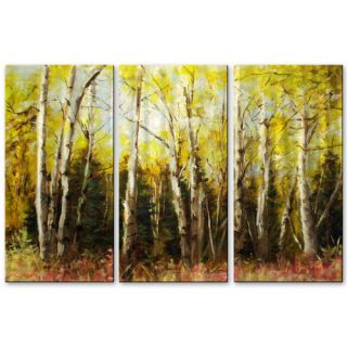 Wilson Studios Three Piece Birch Trees in the Fall Laminated Framed