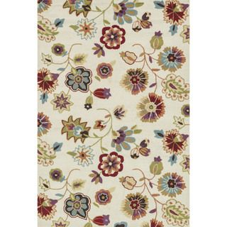 Hand hooked Peony Ivory Floral Rug (23 X 39)