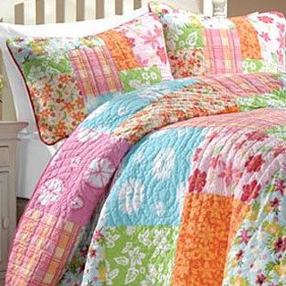 None Aloha Girls Multicolor Printed Cotton Pieced Quilt Set Multi Size Full