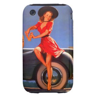 No Parking Classic Car Pin Up Girl ~ Retro Art iPhone 3 Tough Covers