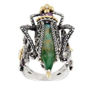 Barbara Bixby Sterling/18K Gemstone Grasshopper Ring —