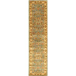 Handmade Heritage Kermansha Blue/ Beige Wool Runner (23 X 10)