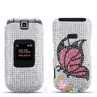 Rhinestones Protector Case for Samsung Factor SPH M260, Monarch Butterfly Full Diamond Cell Phones & Accessories