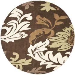 Handmade Soho Bontanical Brown New Zealand Wool Rug (6 Round)