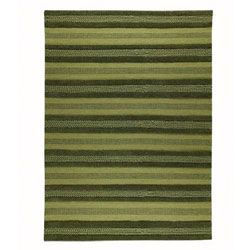 Handwoven Gren Green Wool Rug (66 X 99)