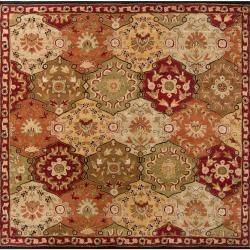 Hand tufted Red Alum Wool Rug (99 Square)