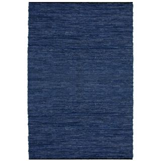 Hand woven Matador Blue Leather Rug (10 X 14)