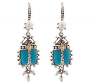 Barbara Bixby Turquoise Scarab Dangle Earrings,Sterling/18K —