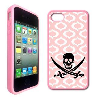 Jolly Roger Pirate Baby Pink Ikat Hipster Pink Silicon Bumper iPhone 4 Case Fits iPhone 4 & iPhone 4S Cell Phones & Accessories
