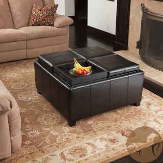Christopher Knight Home Dartmouth Four Sectioned Black Bonded Leather Cube Storage Ottoman