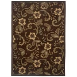Casual Brown Floral Rug (32 X 57)