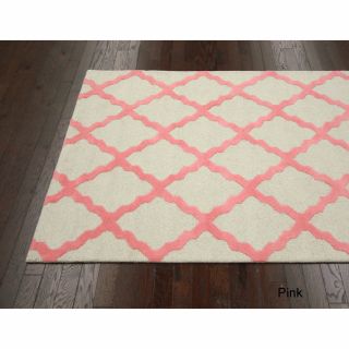 Nuloom Nuloom Hand hooked Alexa Moroccan Trellis Wool Rug (76 X 96) Pink Size 76 x 96