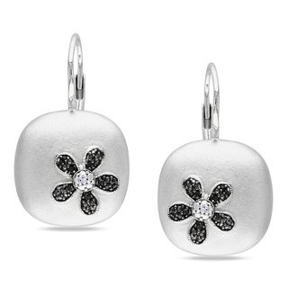 Sterling Silver Black and White Diamond Earrings Diamond Earrings